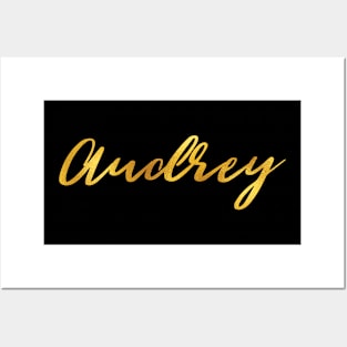 Audrey Name Hand Lettering in Faux Gold Letters Posters and Art